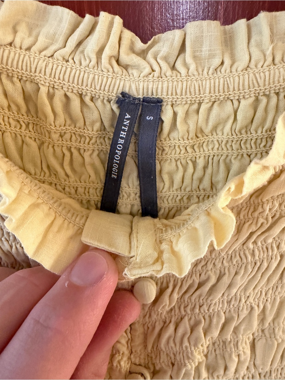 Anthropologie Pale Yellow Smocked Tiered Midi Dress - Picture 3 of 3